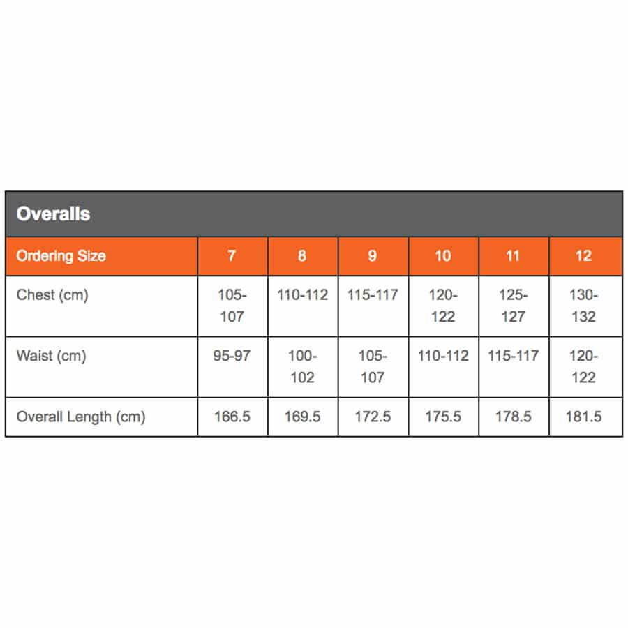 Accurate Coverall Overall Size Chart Measurements Guide vlr.eng.br
