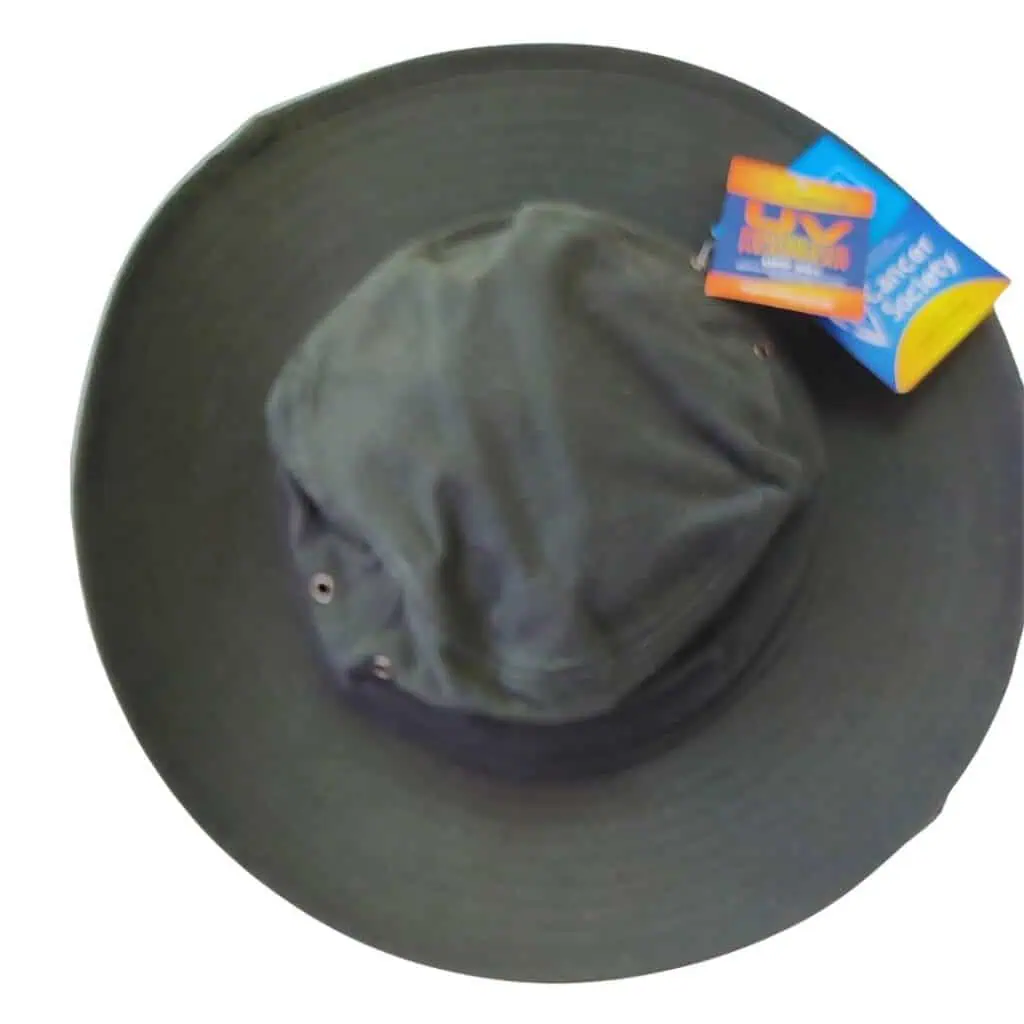 Wide brim green sun hat