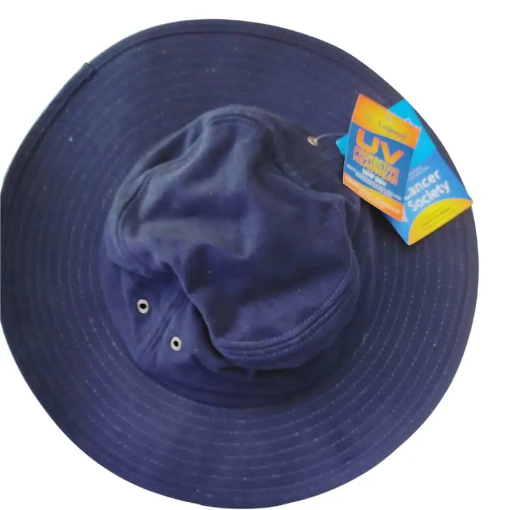 Wide brim navy blue sun hat